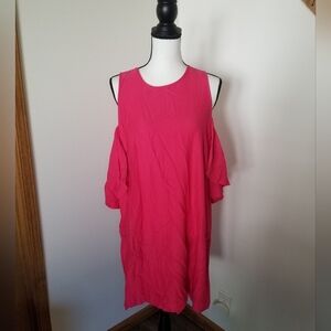 NWOT Mudpie Cora Cold Shoulder Flowy Sleeve Pink Dress